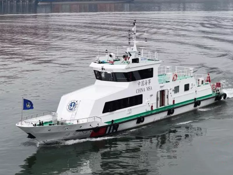 Eerste elektrische patrouilleboot metnieuwe energie in de Boven-Yangtze-rivier wordt in gebruik genomen